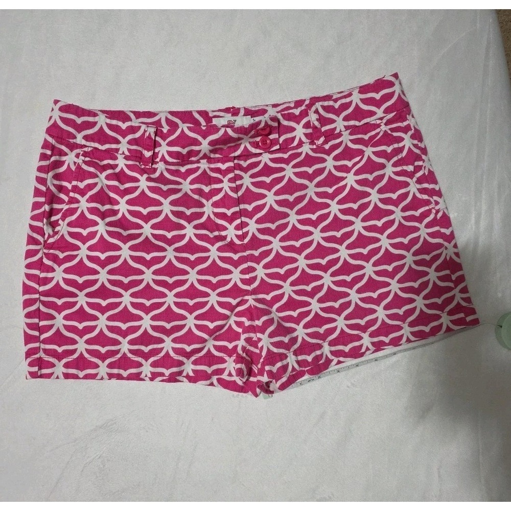 Vineyard Vines Hot Pink and White Geometric Bermuda Shorts